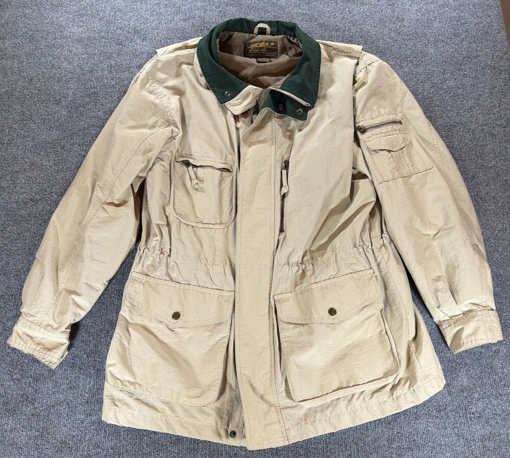 Vintage Eddie Bauer Outdoor Outfitter Field Jacket Mens L Khaki Tan 80s 90s